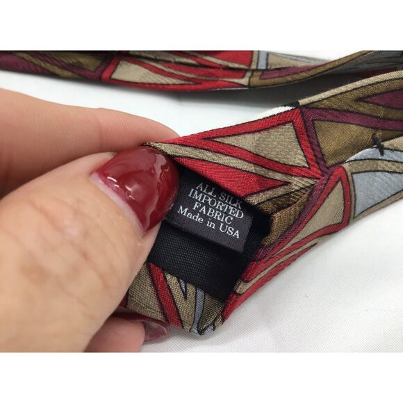 Screenplay Martin Wong Silk Necktie Multicolored Geometric Shapes - Picture 4 of 4